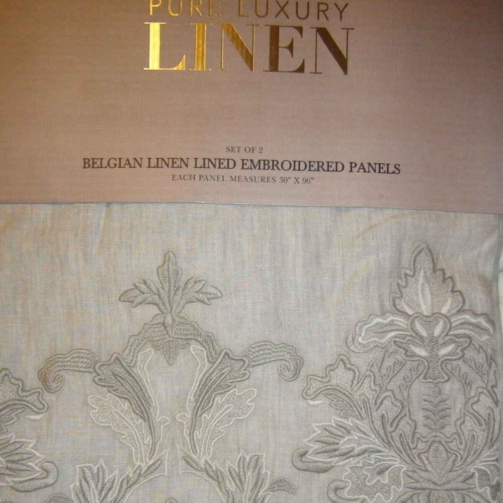 Pure Luxury Linen Belgian Embroidered Window Panels